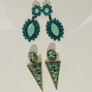Blue teal turquoise statement earrings